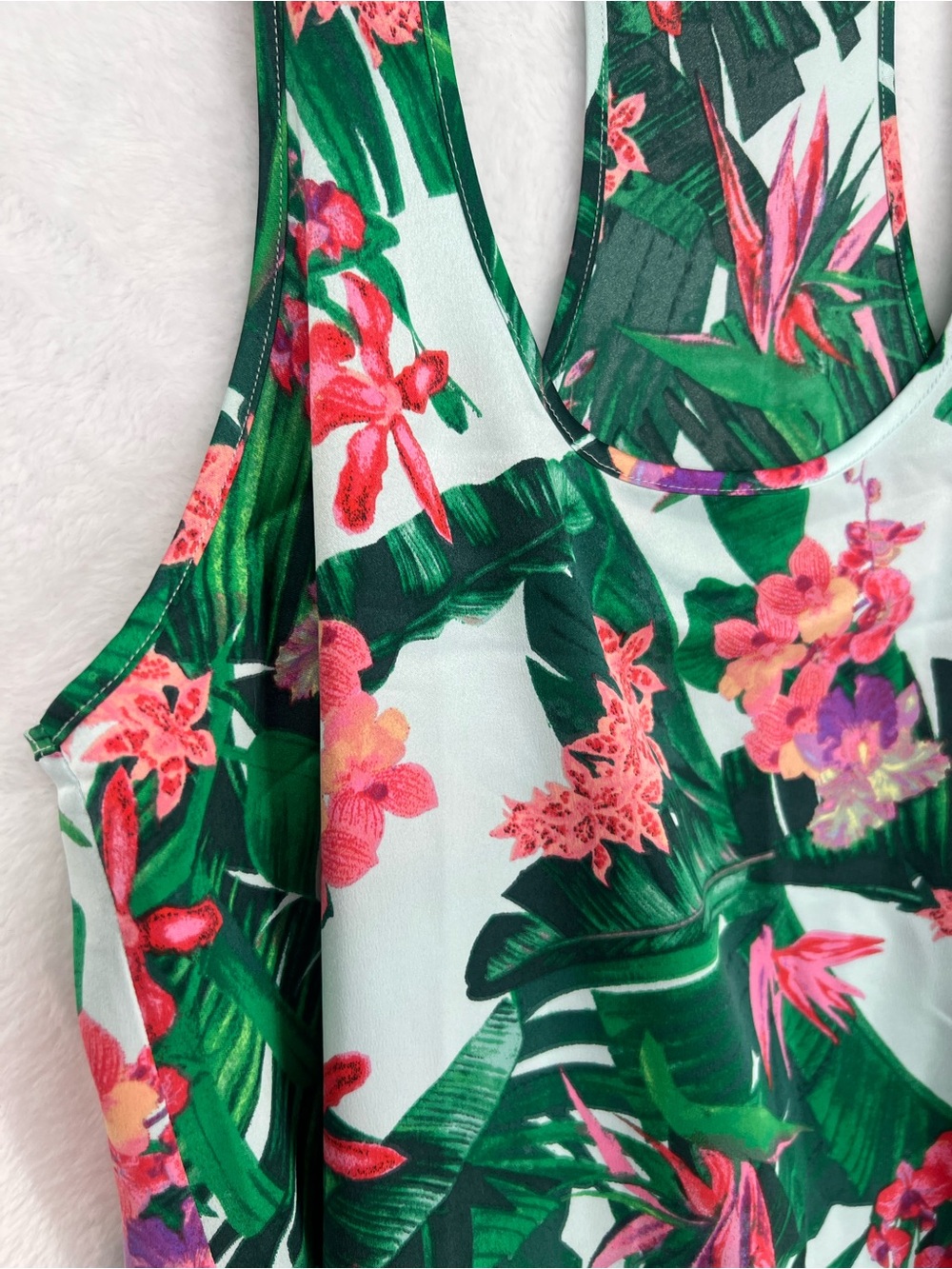 Victoria's Secret Satin Racerback Pajama Set Boxer Shorts Tropical Sz S Vacation - Picture 3 of 12